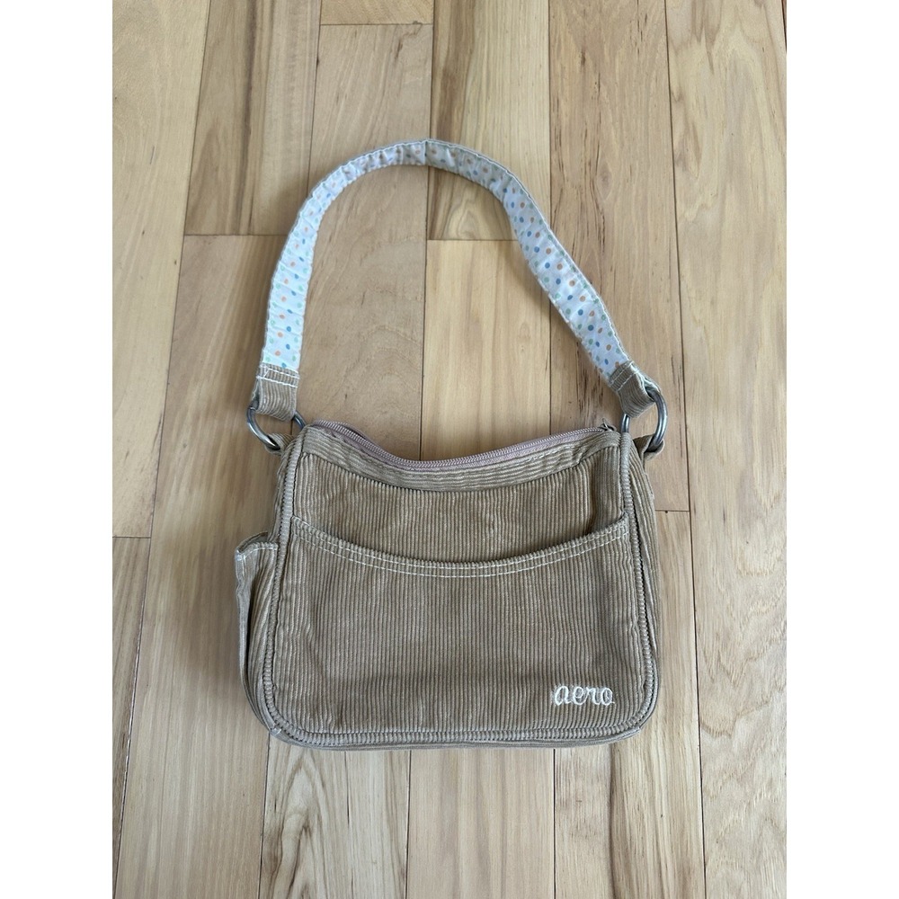 Y2K Vtg Aeropostale Aero Corduroy Handbag Hamptons Mini Baguette Chocolate Brown